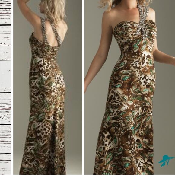 Night Moves by Allure Animal print w/ teal beaded - Picture 4 of 8